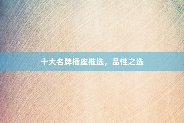 十大名牌插座推选，品性之选
